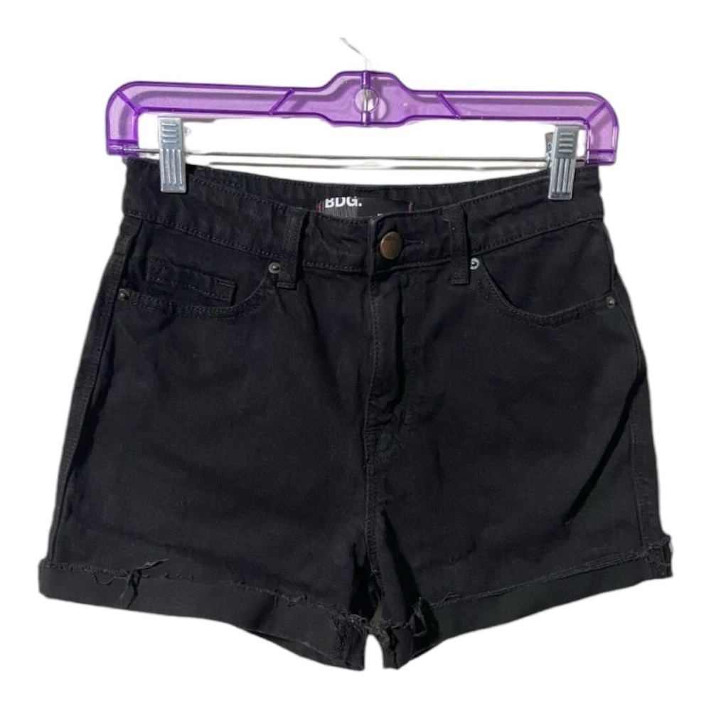 BDG Urban Outfitters Anthropologie Black Denim High Rise Shorts Fray Hem